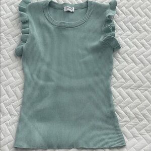 Workshop Republic Clothing Seafoam Ribbed Ruffle top size L